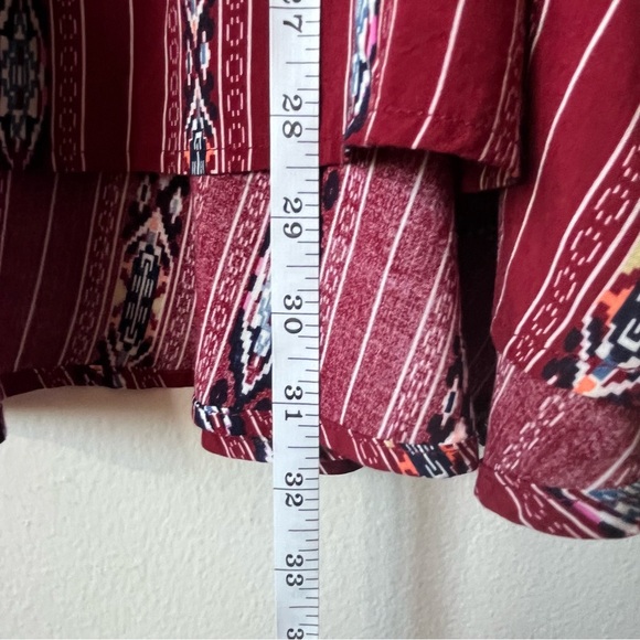 JODIFL Burgundy Boho Patterned Oversize V-Neck Tunic size Small - Picture 9 of 9